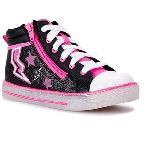 NWOT Athletic Works Girls Lightning Light Up Hightop Sneakers, Size 4